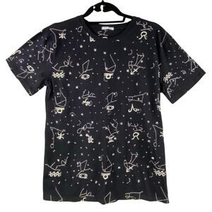 Boho Celestial Zodiac Constellations T-Shirt Size S/M Embroidered Rhinestones